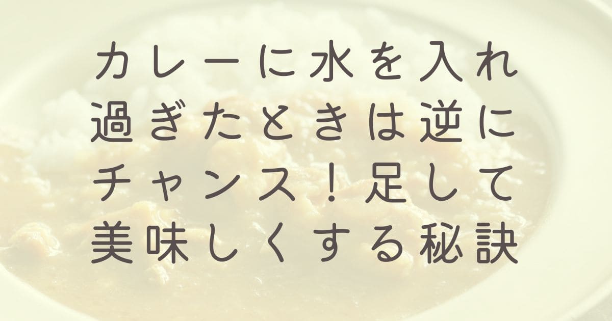 カレーに水を入れ過ぎたときは逆にチャンス！足して美味しくする秘訣